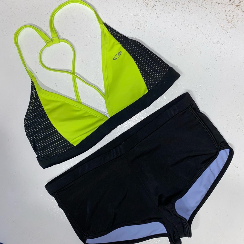 Neon Green and Black 2-Piece Swimsuit